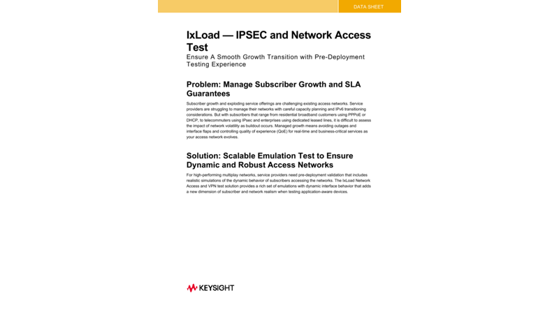 IxLoad® — IPSEC and Network Access Test Solution